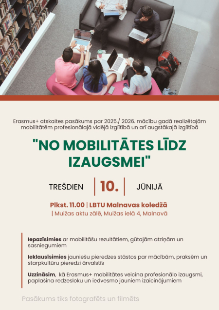 Erasmus+ mobilitāšu atskaites pasākums „No mobilitātes līdz izaugsmei”