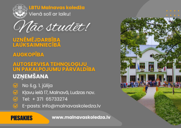 Apgūsti īsā cikla augstākās izglītības programmas LBTU Malnavas koledžā