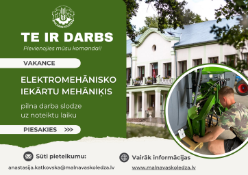Aicinām darbā ELEKTROMEHĀNISKO IEKĀRTU MEHĀNIĶI