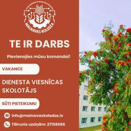 Meklējam dienesta viesnīcas skolotāju!!!